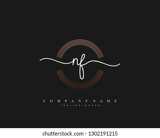  NF initial handwriting logo template vector