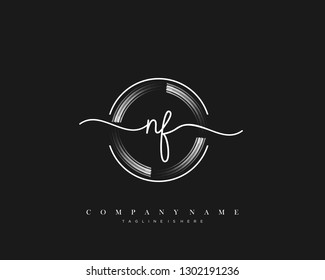  NF initial handwriting logo template vector