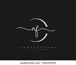  NF initial handwriting logo template vector