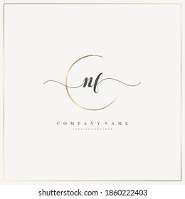 NF Initial Letter handwriting logo hand drawn template vector, logo for beauty, cosmetics, wedding, fashion and business