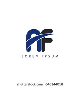 nf initial letter uppercase logo blue and black