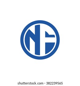 NF initial letters circle business logo blue
