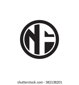 NF initial letters circle monogram logo