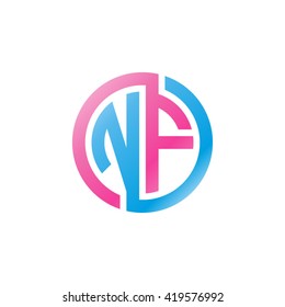 NF initial letters looping linked circle logo blue pink