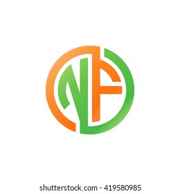 NF initial letters looping linked circle logo orange green