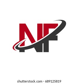 NF initial logo company name colored red and black swoosh design, isolated on white background. vector logo for business and company identity.