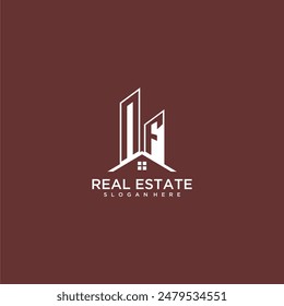 NF initial monogram building and roof logo for real estate