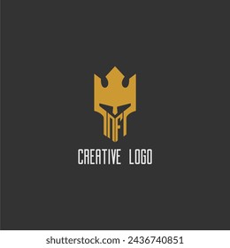 NF initial monogram logo for gaming with creative king spartan image design