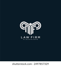 NF initial monogram logo lawfirm with pillar design