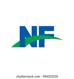 NF initial overlapping swoosh letter logo blue green
