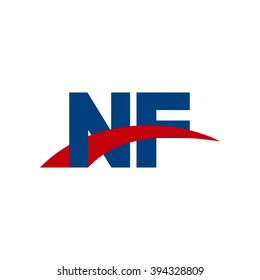NF initial overlapping swoosh letter logo blue red