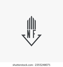 Ilustración del material del logotipo inmobiliario de NF. vector de logotipo