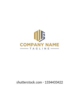 NF letter icon hexagon shape