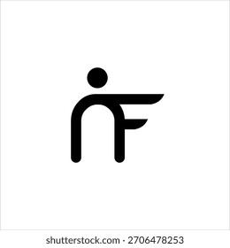 Projeto de logotipo da letra NF com conceito humano.