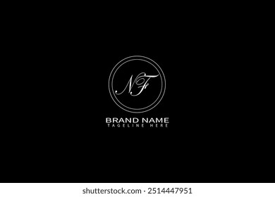 NF Letter Logo Design. Initial letters NF logo icon. Abstract letter NF N F minimal logo design template. N F Letter Design Vector with black Colors. NF log