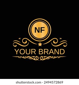 Diseño de logotipo de letra NF con diseño de forma cuadrada