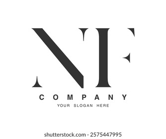 NF logo design. Initial letter n and f serif font style. Creative classic company name typography. Trendy logotype or identity. Vector illustration.