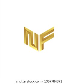 NF Logo letter initial 3d designs templete with gold colors