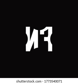Monograma del logotipo de NF con elementos de corte circular, diseño de plantilla.