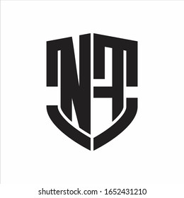 NF Logo monogram with emblem shield shape design isolated on white background