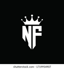 NF logo monogram emblem style with crown shape design template