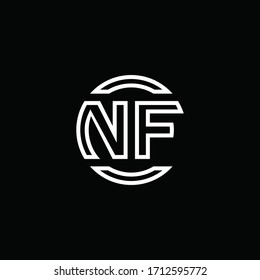 NF logo monogram with negative space circle rounded design template