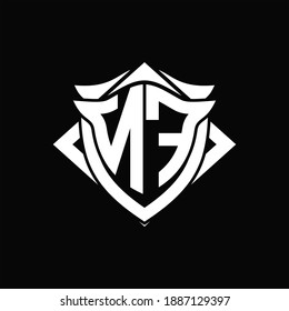 NF Logo monogram with shield and horn shape design template ON black background