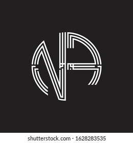 NF Logo monogram triple ribbon style line design template isolated on black background