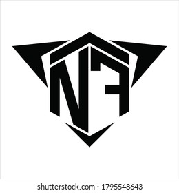 NF Logo monogram with wings arrow around design template on white background