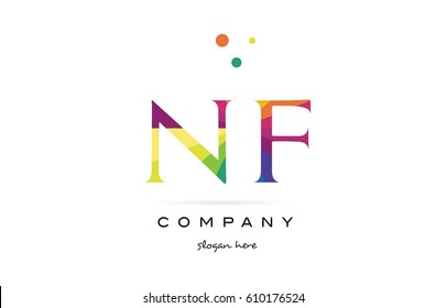 nf n f  creative rainbow colors colored alphabet company letter logo design vector icon template