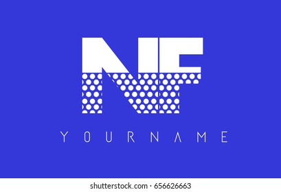 NF N F Dotted Pattern Letter Logo Design Vector with Blue Background.