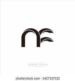 nf n f Initial Letter Split Lowercase Modern Monogram linked outline rounded logo