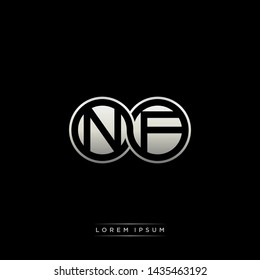 NF N F initial letter linked circle capital monogram logo modern template silver color edition