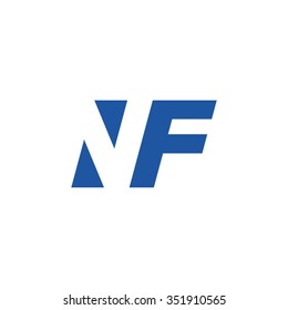 NF negative space letter logo blue
