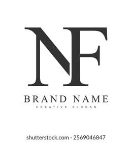 NF trendy logotype template. Initial letter n and f classic font style. Creative logo for company name or identity. Vector illustration.