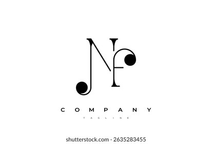 NF Typography Logo Design. Stylish monogram design depiction featuring the letters N and F combined in an artistic signature style, delivering a unique and creative visual representation.