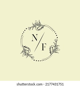 Cartas con el logotipo inicial de la boda de NF en un diseño profesional de alta calidad que se imprimirán en cualquier medio impreso