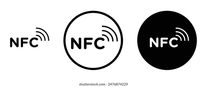 Conjunto de iconos Nfc con contorno y relleno negro