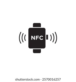 NFC bracelet connected icon black and white vector outline sign