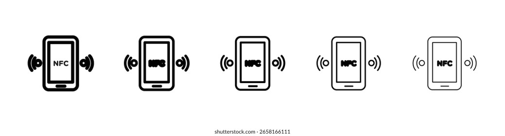 Vector aislado del icono conectado de la pulsera de NFC en el sistema blanco del fondo