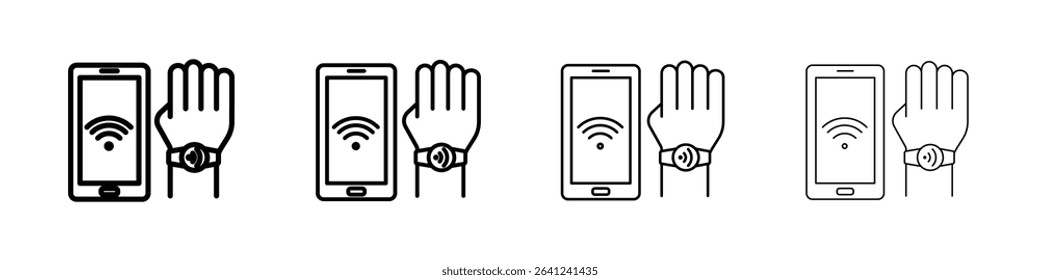 NFC bracelet connected icon Outline sign symbol set