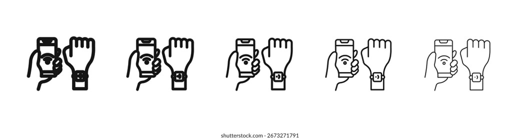 Pulsera NFC conectada icono Vector esquema conjunto ilustración signo