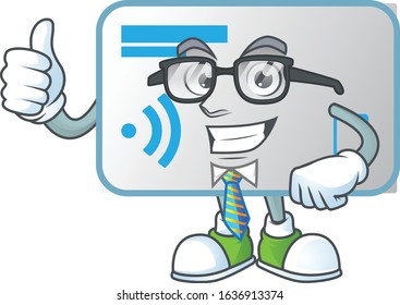 NFC card cartoon successful Businessman wearing glasses