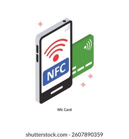 Nfc Card Concept isometric Style Illustrations. Eps 10 File