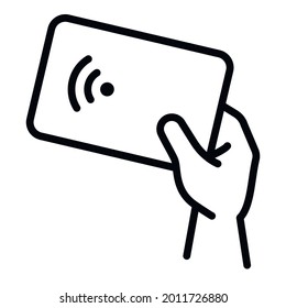 Icono de tarjeta Nfc. Icono de vector de tarjeta nfc de esquema para diseño web aislado en fondo blanco