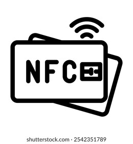 ícone de linha de cartão nfc vetor. sinal de cartão nfc. símbolo de contorno isolado ilustração em preto