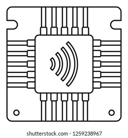 Nfc chip icon. Outline nfc chip vector icon for web design isolated on white background