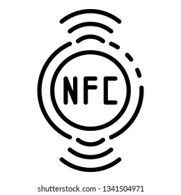Nfc chip icon. Outline nfc chip vector icon for web design isolated on white background