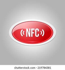 NFC Circular Vector Red Web Icon Button