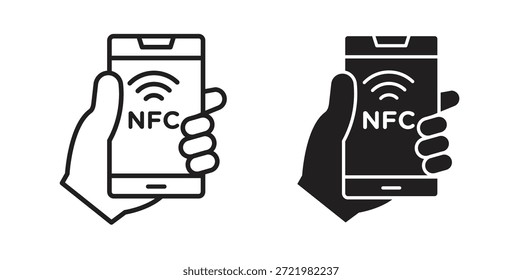Icono de comunicación NFC icono plano simple. Versión Liner - Vector de stock.